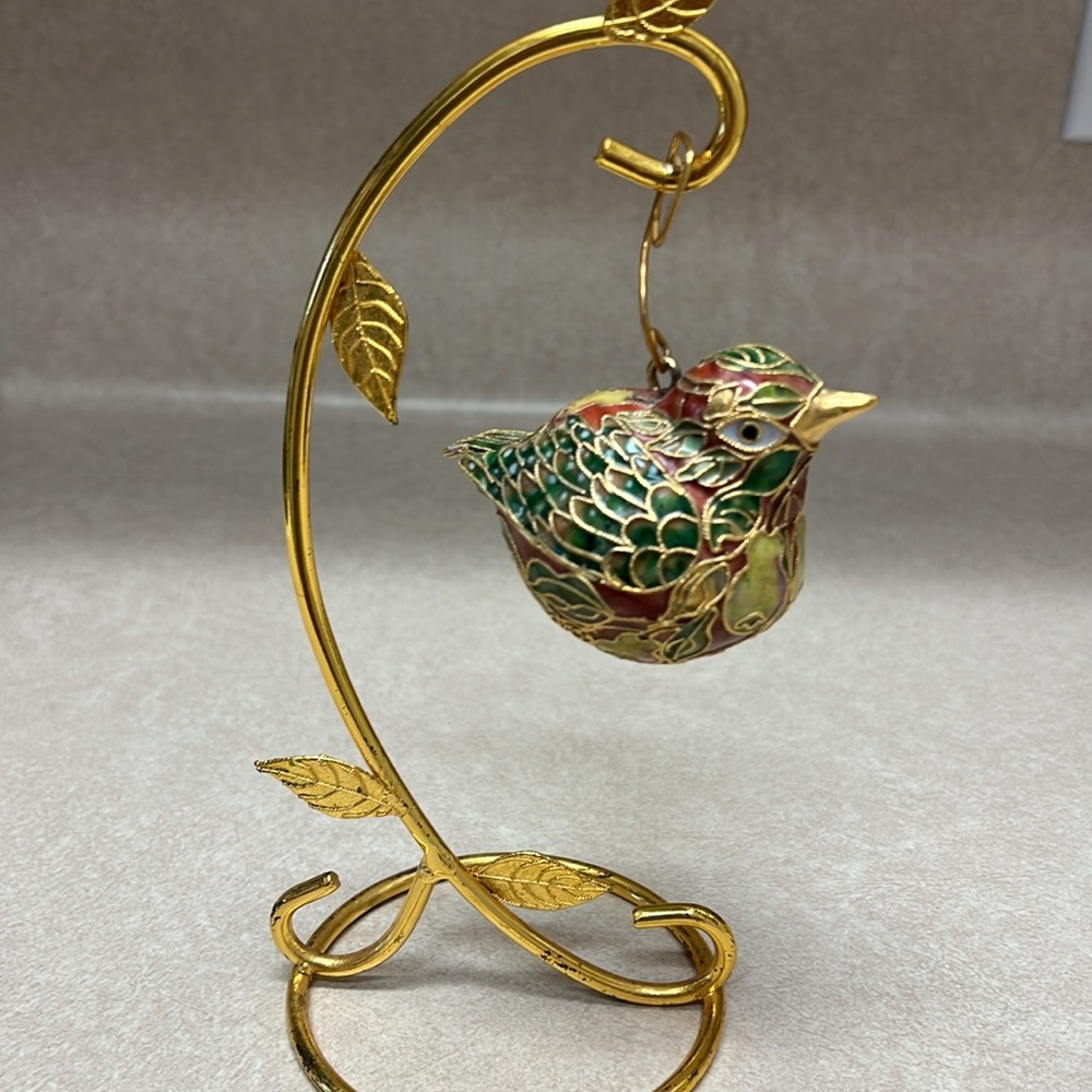 Cloisonné bird with stand - Picture 8 of 8